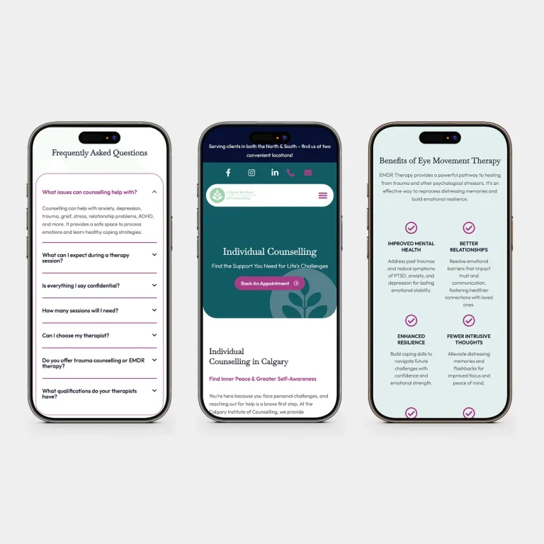 Calgary Institute of Counselling mobile web designer