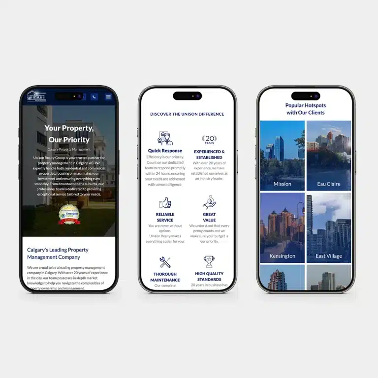 Unison Property Management mobile website design